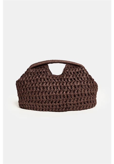 Weili Zheng Woven Raffia Clutch Bag with Structured Top Handle  Dark Brown WEILI ZHENG |  | S26AH06BN29